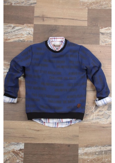 Alexandergardi Alexandergardı Desenli Bisiklet Yaka Çocuk Sweatshirt C22-90400 001 Lacivert