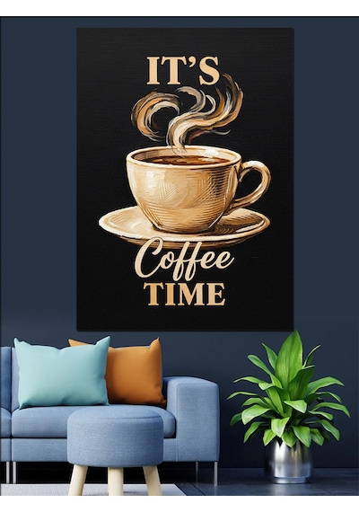 Ahşap Tablo Buharlı Kahve Zamanı Posteri