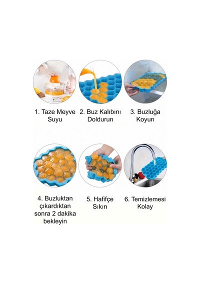 Petek Şekilli Silikon Buzluk 37li Kapaklı Kokteyl Meyve Dondurma Sunum Şekilli Buz Kalıbı Ice Cube
