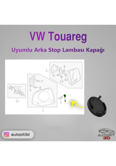 Vw Touareg Uyumlu Arka Stop Lambası Kapağı 2 Adet