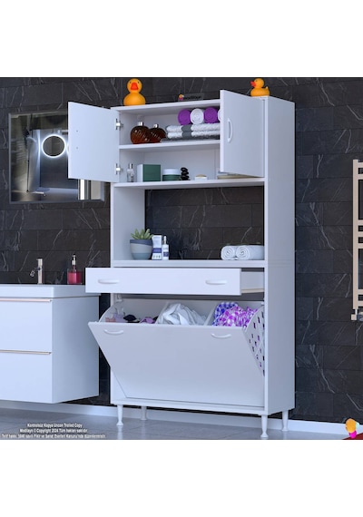 Modilayn Arda 100x173x32,5 Cm 1 Çekmece 3 Göz Sepetli Ve 3 Raf Akıllı Dolap İle Dağınıklığa Son Beyaz Modilayn Arda 100x173x32,5 Cm 1 Çekmece 3 Göz Sepetli Ve 3 Raf Akıllı Dolap İle Dağınıklığa Son Beyaz