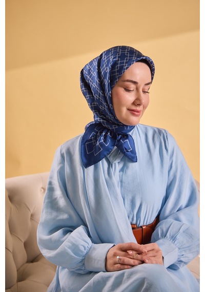 Silk Home Twill İpek Eşarp Zincir Mavi Çok Renkli