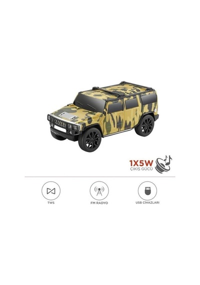 D-48 Jeep Tasarım Usb/tws/fm Bluetooth Hoparlör Speaker