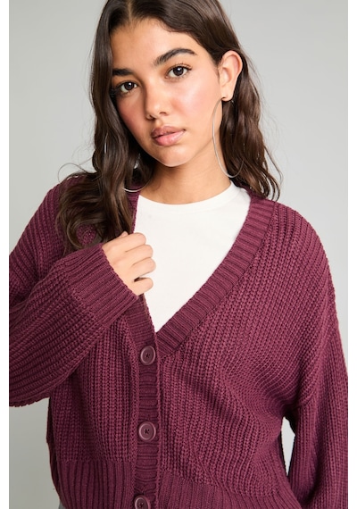 Defacto Regular Fit V Yaka Basic Düz Düğme Kapamalı Triko Hırka U2052az26wnbr162 Bordo-br162