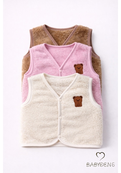Babyden's 3 Lü Welsoft Yelek Seti Kız Bebek Ve Çocuk Kışlık Peluş Yumuşak Yelek,çıtçıtlı,rahat,günlük Çok Renkli