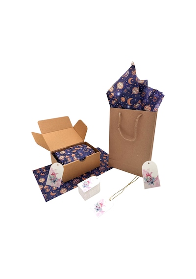 Ramazan Hilal Temalı Hediye, Tebrik Kartı, Delikli Ambalaj Paketleme Etiketi, 4.5x7.5 Cm, 25 Adet