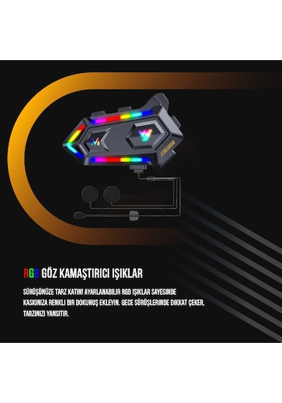 V20 Bt 5.3 Motosiklet Kurye Kask Kulaklık Intercom Rgb Eşleşme Yoktur
