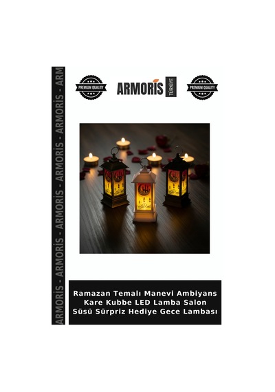 Ramazan Temalı Manevi Ambiyans Kare Kubbe Led Lamba Salon Süsü Sürpriz Hediye Gece Lambası Çok Renkli