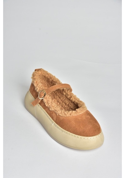 Fox Shoes V811269502 Taba Süet İçi Kürklü Günlük Kadın Ayakkabı Taba