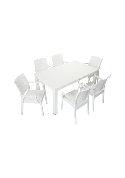 Luna Elit Rattan 90x150 Elit Koltuk Masa Takımı Beyaz