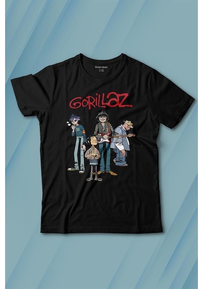 Kendim Seçtim Gorillaz 2d Rock Band Blur Damon Albarn Feel Good Baskılı Tişört Çocuk T-shirt 001