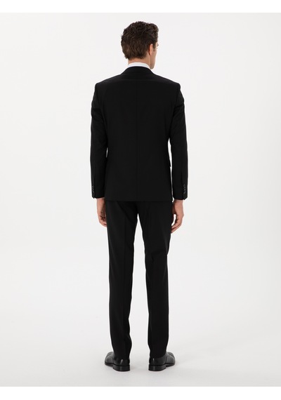 Cacharel Siyah Slim Fit Çizgili Yün Takım Elbise Cacharel Siyah Slim Fit Çizgili Yün Takım Elbise