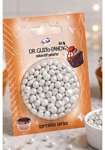 Dr. Gusto İnci Beyazı Bonbon Draje Pasta Süsleme Şekeri