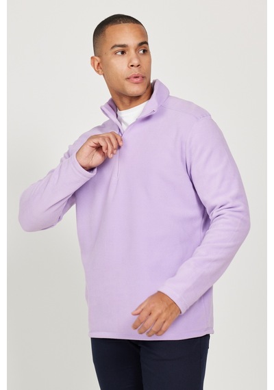 AC&Co / Altınyıldız Classics Anti-Pilling Tüylenme Yapmayan Bato Yaka Erkek Polar Sweatshirt Lila