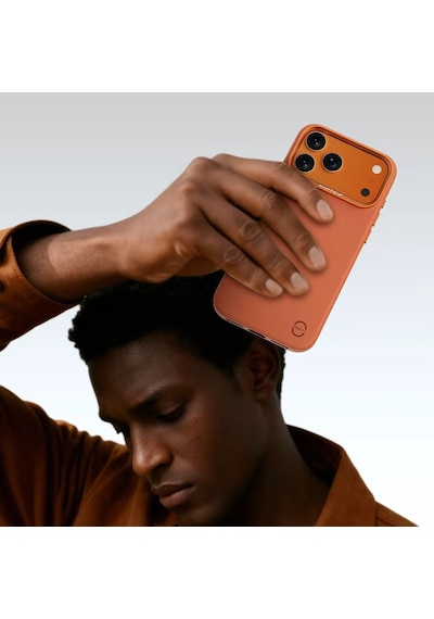 Apple Uyumlu iPhone 17 Pro Max Kılıf M-safe Şarj Özellikli Polimerik Deri Urban Nano Kapak Turuncu Turuncu