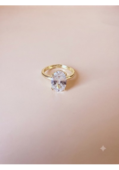 Rhea Jewelry Çelik Zirkon Taşlı Kolye Ve Ayarlanabilir Yüzük Seti Gold Kadın Takı Seti Altın