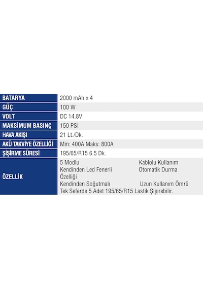 Mercure Mc 5647 Akü Takviye Ve Lastik Şişirme Şarjlı