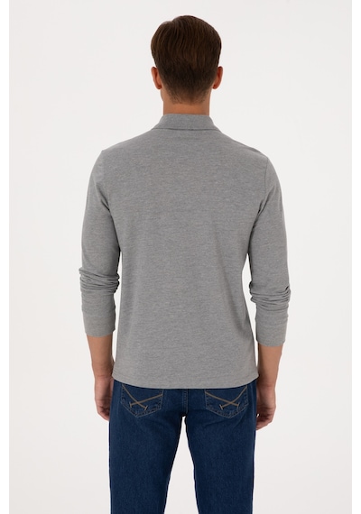 U.S. Polo Assn. Erkek Regular Fit Polo Yaka Grı Melanj Basic Sweatshirt 50313772-VR086 U.S. Polo Assn. Erkek Regular Fit Polo Yaka Grı Melanj Basic Sweatshirt 50313772-VR086