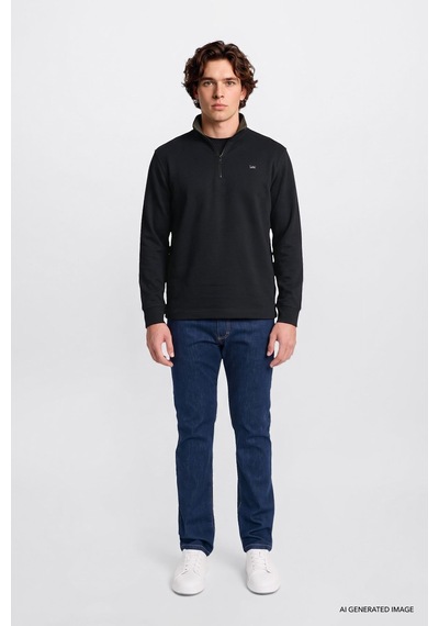 Lee Erkek Pamuklu Regular Fit Yarım Fermuar Antrasit Sweatshirt-l2620159