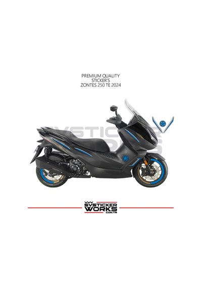 Zontes 250 Te Sticker Kaplama Set Full Kit Parçalı Etiket Sticker Modeli Mavi