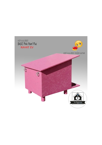 Kedigram Kedi Kulübesi Basic Pink Pearl Plus Kedi Evi Yağlı Boyalı