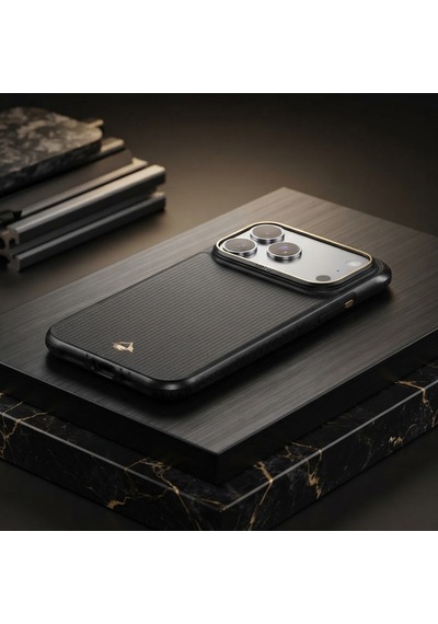 İphone 18 Pro Max Uyumlu Kılıf M-safe Özellikli Raptic Aramid Dual Reynis Serisi Karbon Kapak Siyah