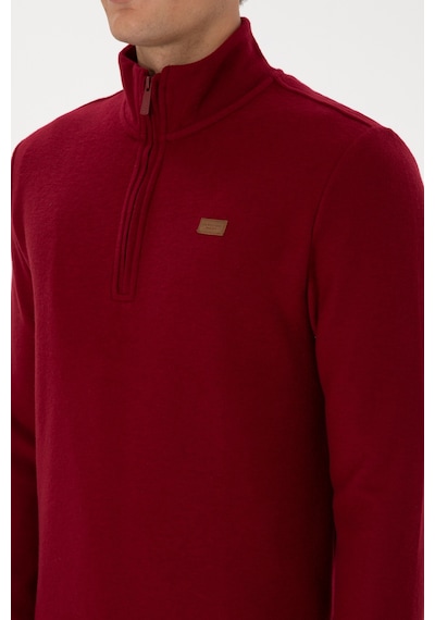 U.S. Polo Assn. Erkek Regular Fit Yarım Fermuarlı Bordo Basic Sweatshirt 50313802-VR014