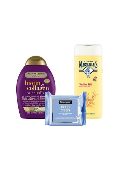 OGX Dolgunlaştırıcı Biotin Sülfatsız Şampuan 385ml+Neutrogena Deep Clean 25'li+ Duş Jeli 400 ML