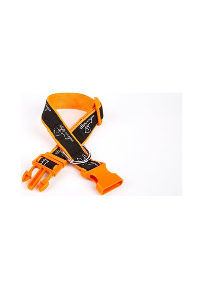 Köpek Desenli Dokuma Köpek Boyun Tasması 3 Cm X 36-60 Cm Turuncu - Csnd-300515 Çok Renkli