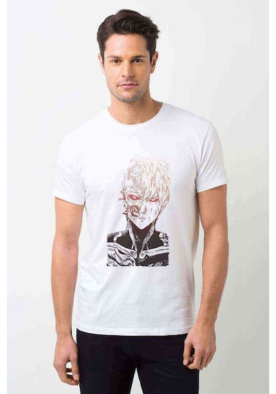 Anime One Punch Man Baskılı Beyaz Erkek Tshirt (530980335)