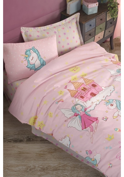 Eponj Home Kolay Ütülenir Nevresim Takımı Tek Kişilik Unicorn Dreams Pembe