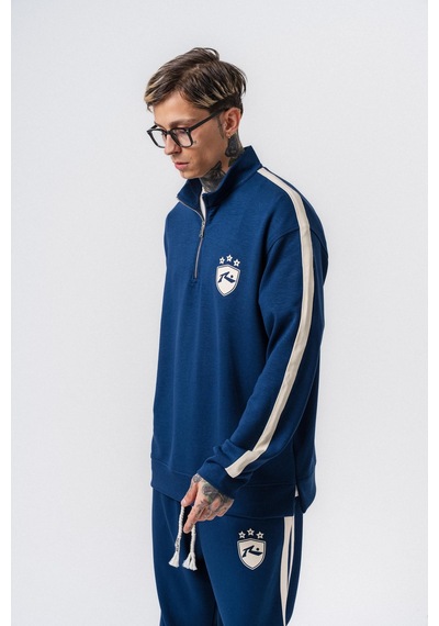 Respire Erkek Şerit Detaylı Yarım Fermuarlı Modal Sweatshirt Lacivert