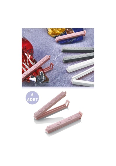 6'lı Poşet Kapatıcı Klips Ambalaj Ve Torba Kapatma Aparatı Pratik Poşet Klipsi Mandalı Plastik 50 X Diğer