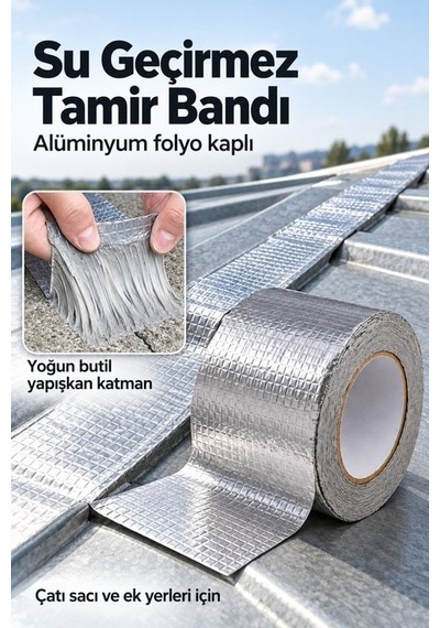 Su Geçirmez Çatı Boru Duvar Çatlak Yapışkan Çamur Bant Folyo 5 Mt X 10 Cm