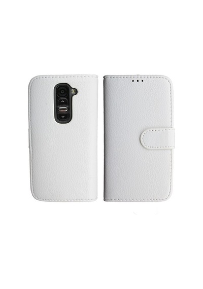 G2 Mini İle Uyumlu Yan Model Kartlıklı Deri Kılıf Beyaz