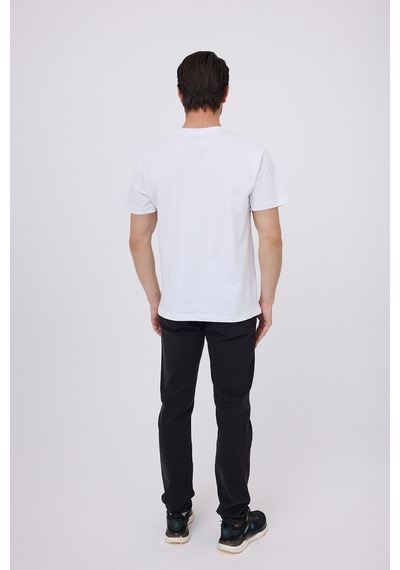 Marıne Tee Deniz Temalı Ribana Bisiklet Yaka Pamuk T-shirt-3164 Beyaz