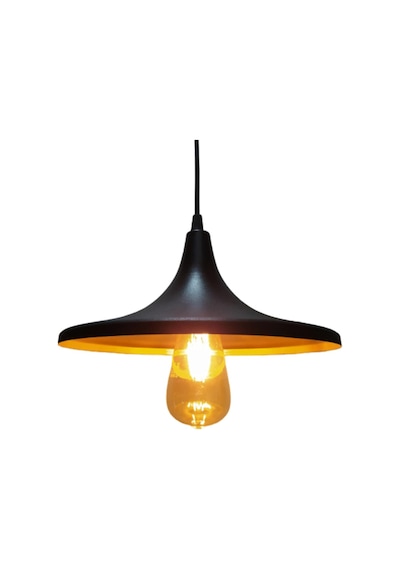 Mylights Retro Rustik Metal Sarkıt Avize Siyah Içi Sarı 27 Cm