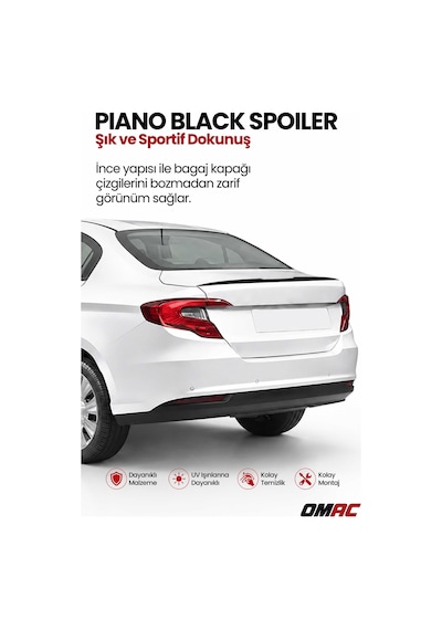 Dodge Nenon 2015-2024 Arası Uyumlu Araca Özel Bagaj Spoileri Piano Siyah 1 Parça