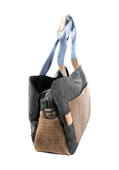 Biem Accessory Biem Antrasit -vizon Denim Salaş-retro Taş Trok Döşemeli Çok Gözlü Çanta Çok Renkli