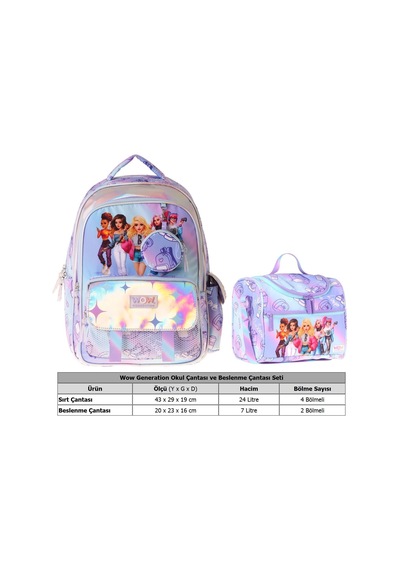 Wow Generation Very Nice İkili Okul Çanta Seti - Lila Very Nice Baskılı Kız Çocuk Setwg-w6080b