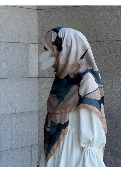 Qalortex Scarf Pamuklu Vera Desen Eşarp-petrol