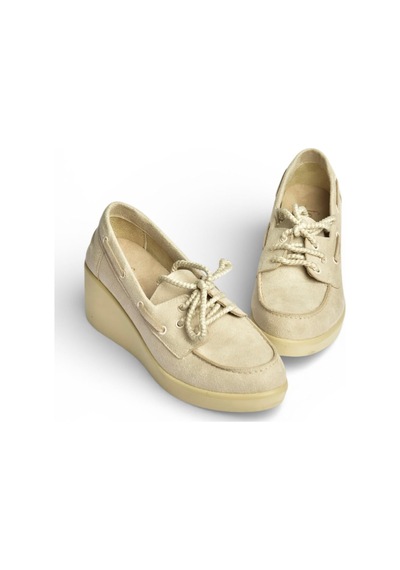 Fox Shoes Y602006402 Bej Süet Dolgu Tabanlı Kadın Ayakkabı Bej