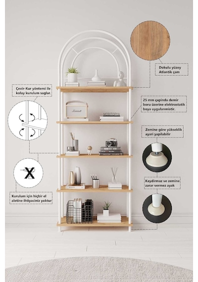 Çevir Kur Atlantik Çam Bohem Kitaplık Çok Amaçlı, 5 Raflı, Dekoratif Dolap 199x71x29 Cm Atlantik Çam Çevir Kur Atlantik Çam Bohem Kitaplık Çok Amaçlı, 5 Raflı, Dekoratif Dolap 199x71x29 Cm Atlantik Çam