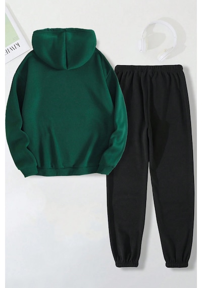 Uyguntarz Unisex Uykucu Panda Baskılı Rahat Eşofman Takımı Yeşil