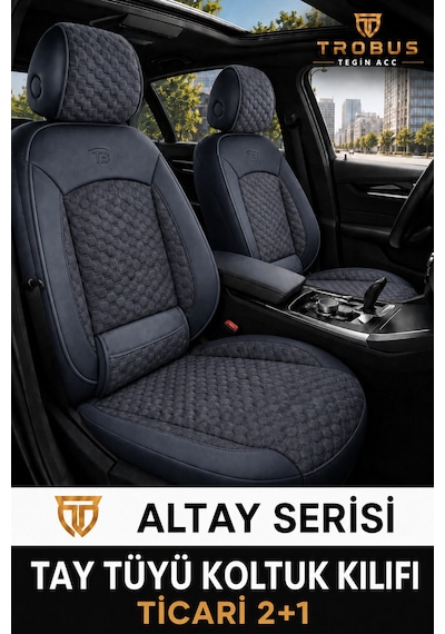 Volkswagen Tiguan 2016 Uyumlu Ticari 2+1 Altay Serisi Tay Tüyü Oto Koltuk Kılıfı Füme