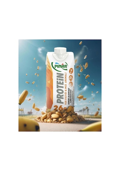 Yer Fıstıklı Ve Muz Aromalı Protein Süt 500 Ml X 12 Adet