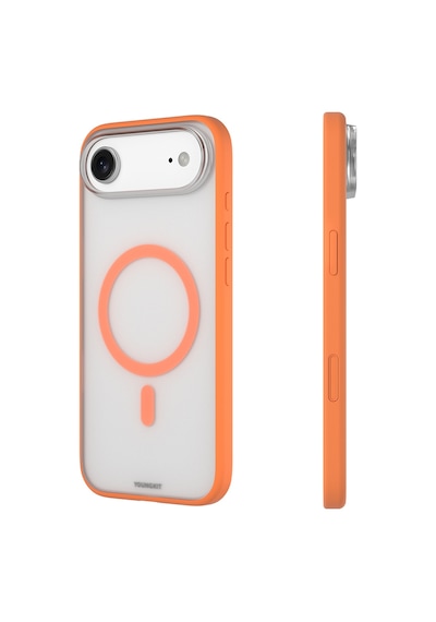 Apple Uyumlu iPhone 17 Air  Kılıf M-safe Şarj Özellikli Youngkit Clear Serisi Kapak Turuncu Turuncu