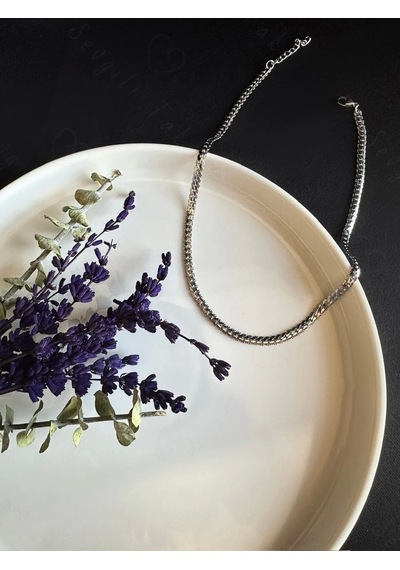 Snake Model Choker Çelik Zincir Kolye -choker Serisi Silver