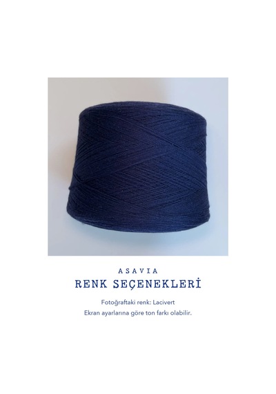 Asavia İtalyan Merinos Yünü Örgü İpi Bobin %100 Merino 100 Gr Lacivert