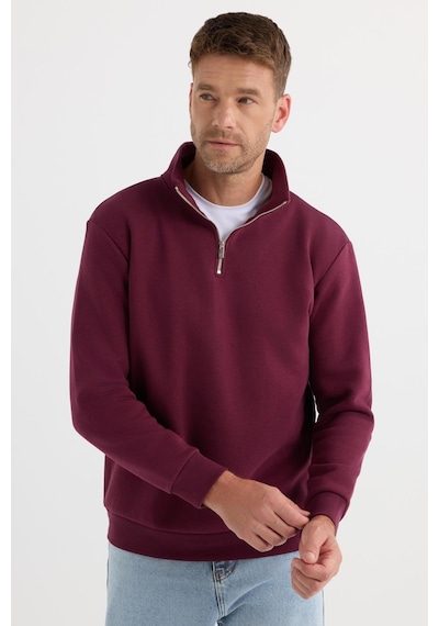 Tudors Unisex Relax Fit Rahat Kesim Pamuklu İçi Polarlı Yarım Fermuarlı Bordo Dik Yaka Sweatshirt-35165 Bordo Tudors Unisex Relax Fit Rahat Kesim Pamuklu İçi Polarlı Yarım Fermuarlı Bordo Dik Yaka Sweatshirt-35165 Bordo